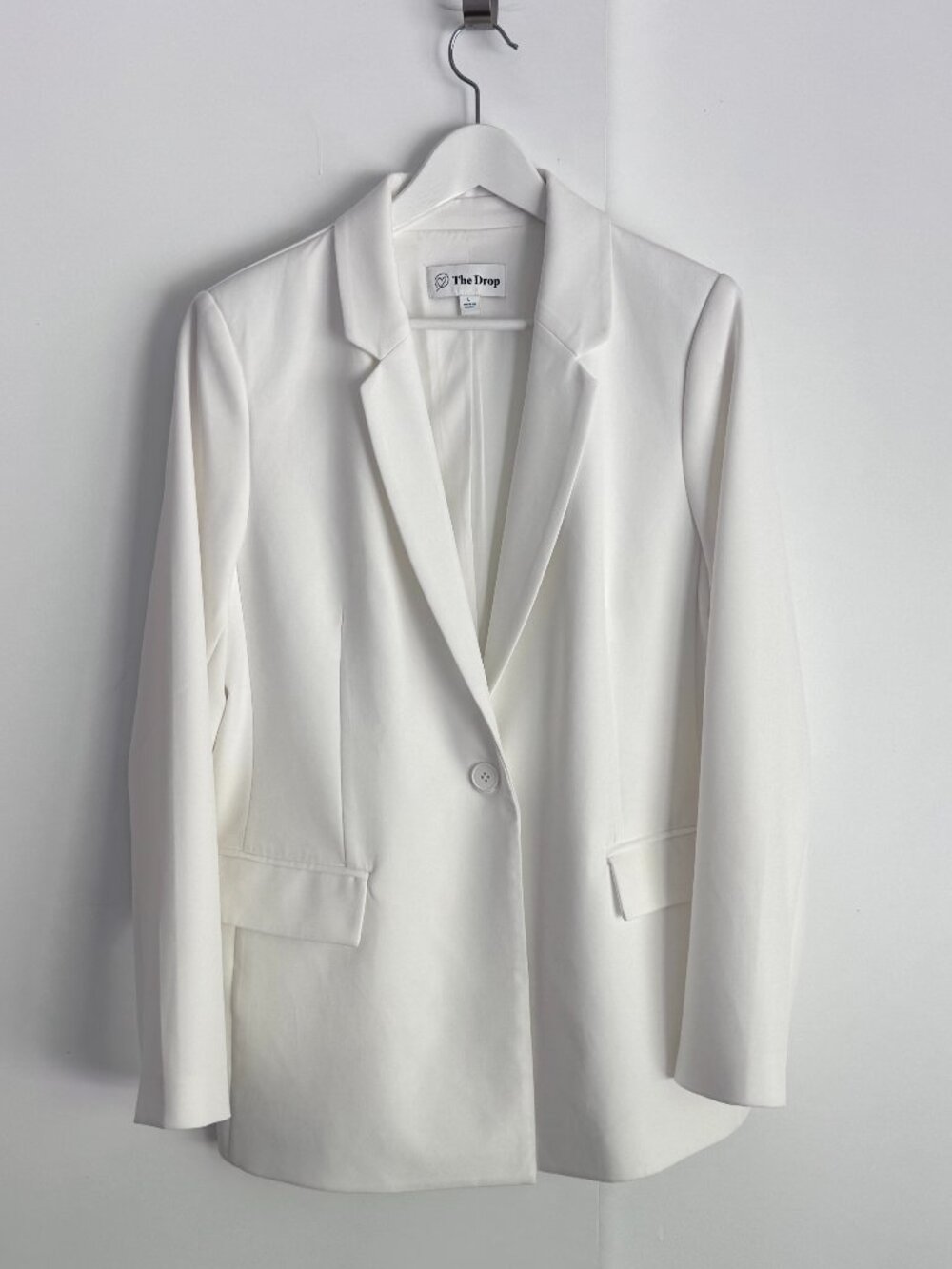 The Drop Womens Blake Long Blazer in Ivory Size Large